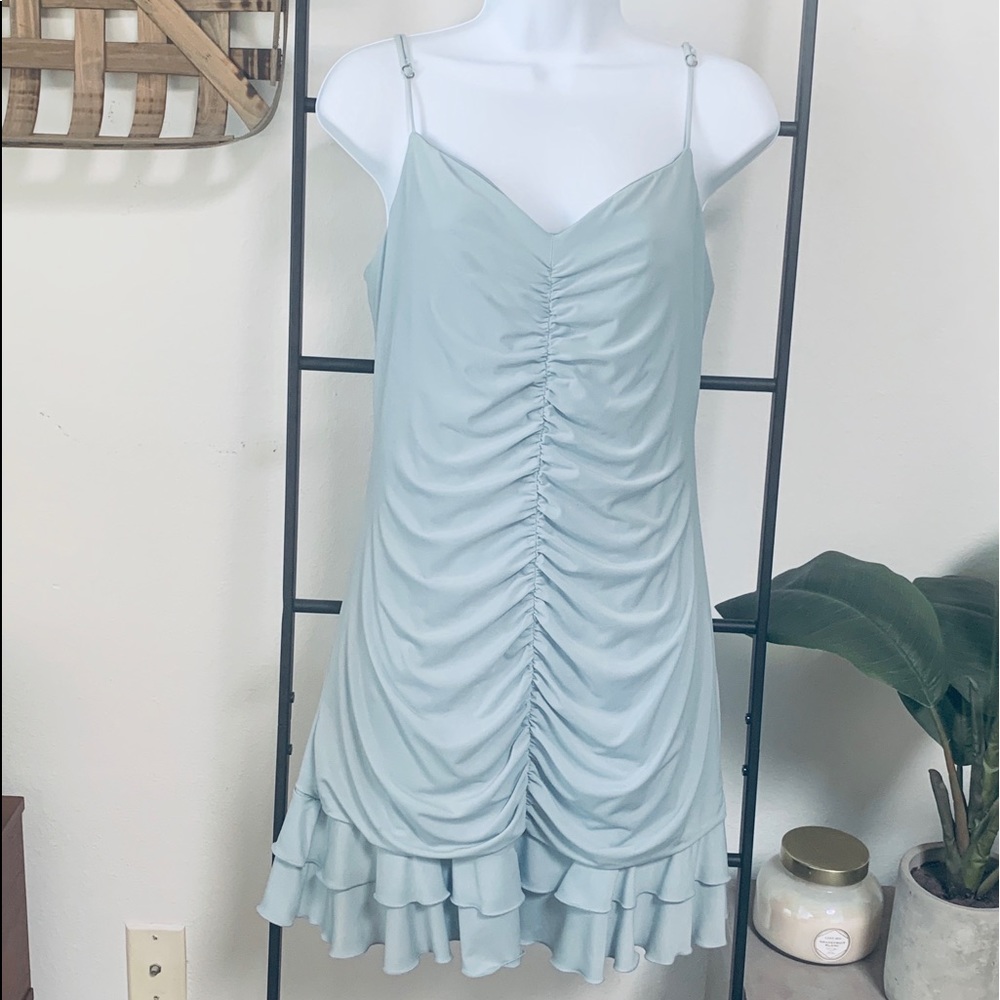 NWT BCBGMAXAZRIA Light Blue Ruched Cocktail Dress